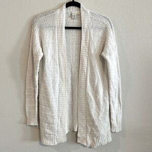 C&C California Women's Cardigan Sweater Small White Knit Open Front Longline